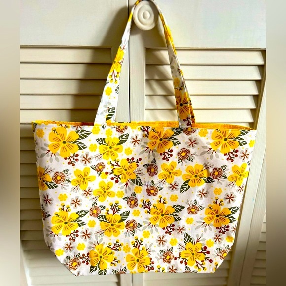 Hand Crafted Handbags - Handmade Colorful Floral Fabric Tote Bag All Purpose Carry All Shoulder Purse